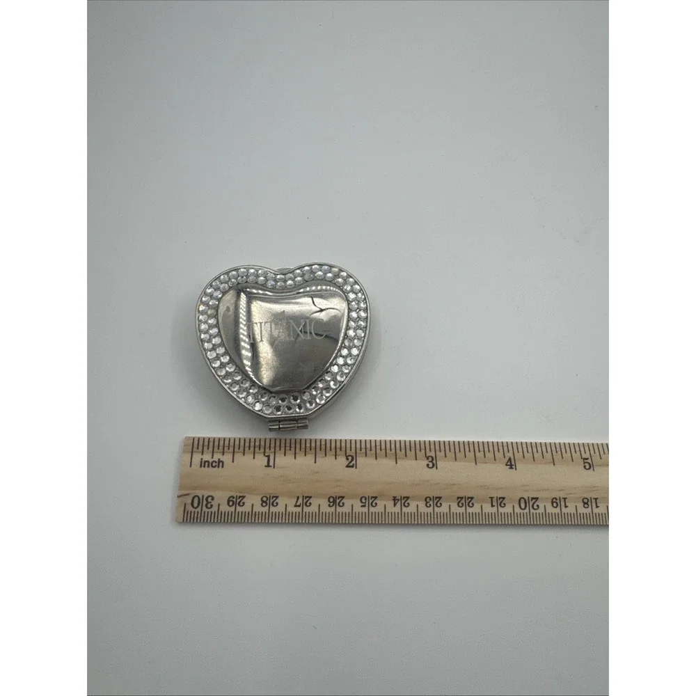 Titanic Silvertone Heart Shaped Mirror Purse Small‎ Trinket